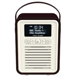 VQ Retro Mini Black - Stylish DAB/DAB+/FM Radio and Bluetooth Speaker with Aux-In Clock and Duo Alarm